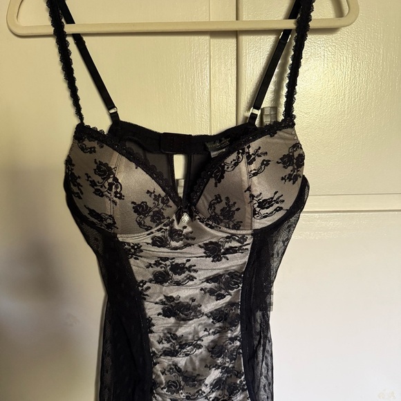 Seductive Wear by Cinema Etoile Cream Black Lace Chemise Babydoll Large Coquette - Picture 2 of 14